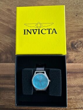 Invicta Silver Mesh Watch with Turquoise Dial